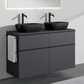 Waschtischunterschrank Vario 120 cm Weiß glänzend 4 Schubladen Zentrobad · Anthrazit matt lackiert / Metallgriff Schwarz matt
