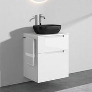 Avera Waschbeckenunterschrank 60 cm Weiß glänzend mit 2 Schubladen