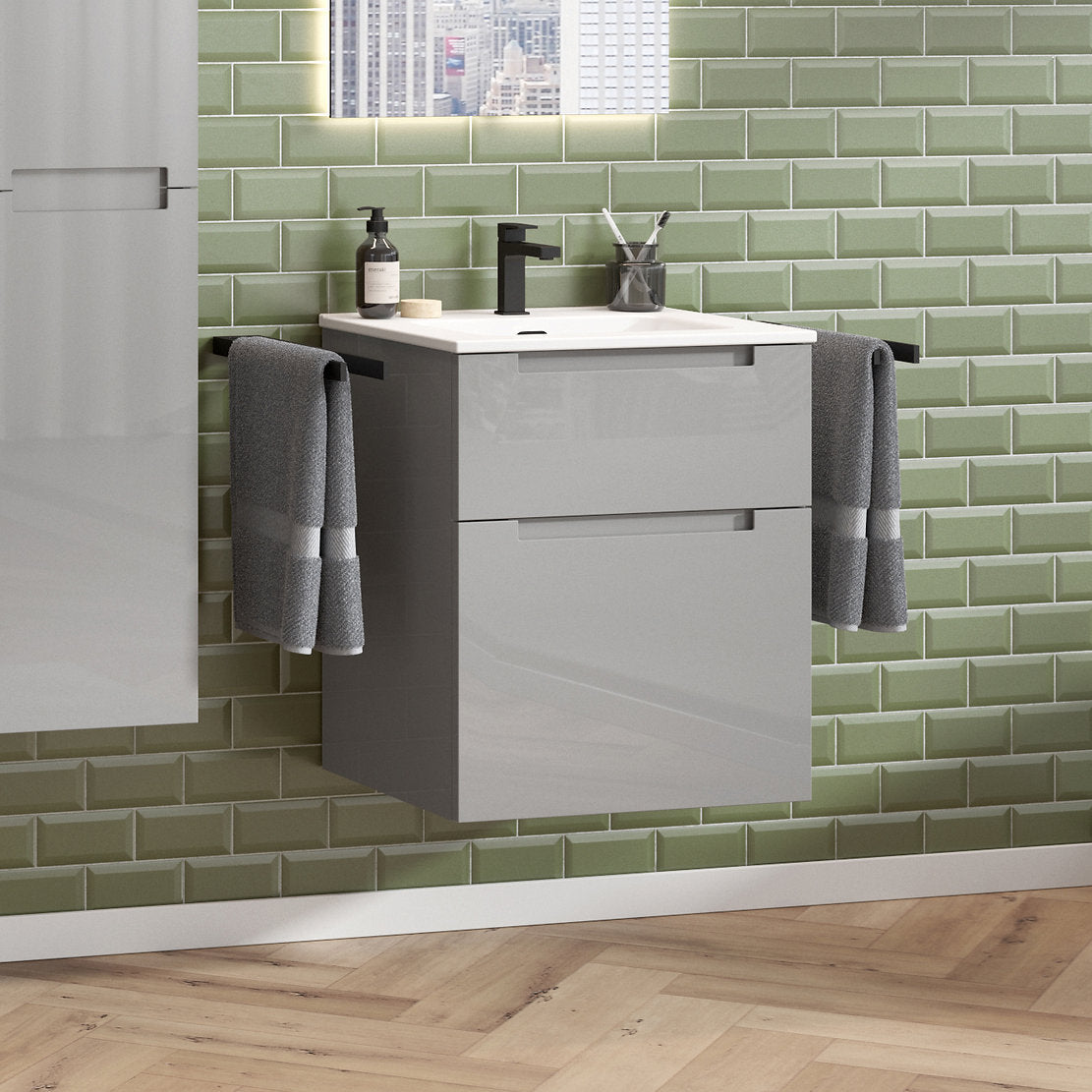 Waschbecken Weiß mit Unterschrank mit 2 Schubladen