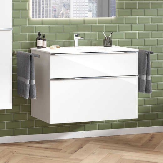 Waschbecken Weiß mit Unterschrank mit 2 Schubladen