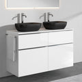 Waschtischunterschrank Vario 120 cm Weiß glänzend 4 Schubladen Zentrobad · Weiß glänzend / Chromgriff