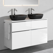 Vario Waschbeckenunterschrank 120 cm Weiß glänzend mit 4 Schubladen