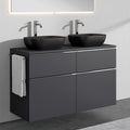 Waschtischunterschrank Vario 120 cm Weiß glänzend 4 Schubladen Zentrobad · Anthrazit matt lackiert / Chromgriff