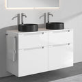 Premium Aufsatz-Waschbecken mit Unterschrank A3 120 cm - Schwarz matt · 4 Schubladen - Weiß glänzend · 2 Becken