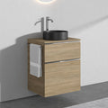 Waschtischunterschrank Vario 60 cm Weiß glänzend 2 Schubladen Zentrobad · 60 cm / Eiche Natur / Chromgriff