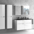 Premium Badmöbel-Set - 4 Schubladen · mit Spiegelschrank & Hochschrank - Weiß glänzend