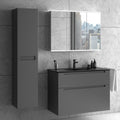 Premium Badmöbel-Set - 2 Schubladen · mit Spiegelschrank & Hochschrank - 100 cm / Anthrazit matt lackiert