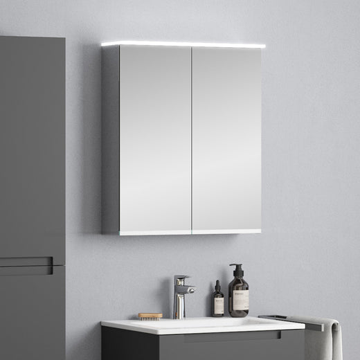 Spiegelschrank 60 cm Anthrazit mit 2 Türen