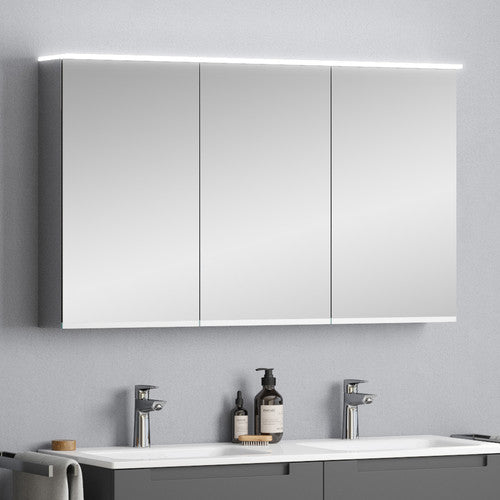 Spiegelschrank 120 cm Anthrazit mit 3 Türen